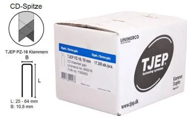 TJEP PZ-16 Klammern 19 mm, verzinkt und geharzt, CD-Spitze