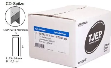 TJEP PZ-16 Klammern 28 mm, verzinkt und geharzt, CD-Spitze