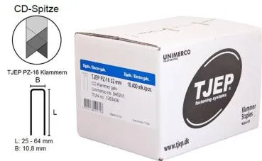 TJEP PZ-16 Klammern 32 mm, verzinkt und geharzt, CD-Spitze