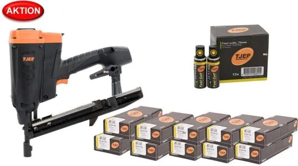 TJEP HA 35 GAS 3G Haftennagler inkl. 9.000 Haftennägel, 12 Gaskartuschen