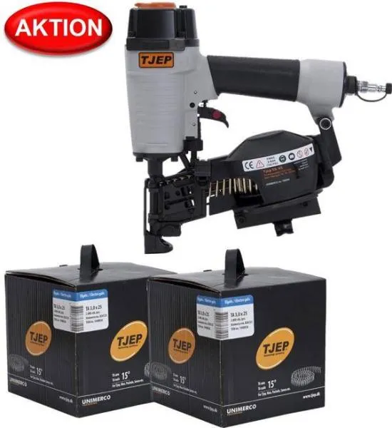 TJEP TA-45 Coilnagler Dachpappennagler inkl. 5.760 Rillennägel